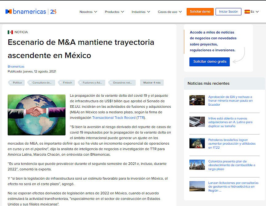 Escenario de M&A mantiene trayectoria ascendente en Mxico